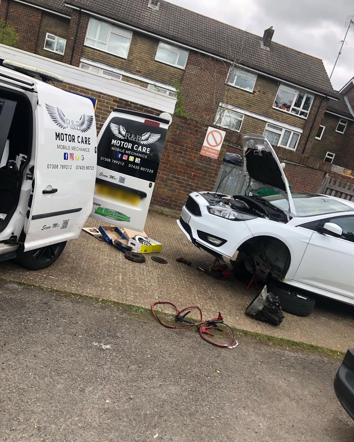 Mechanic working on a car